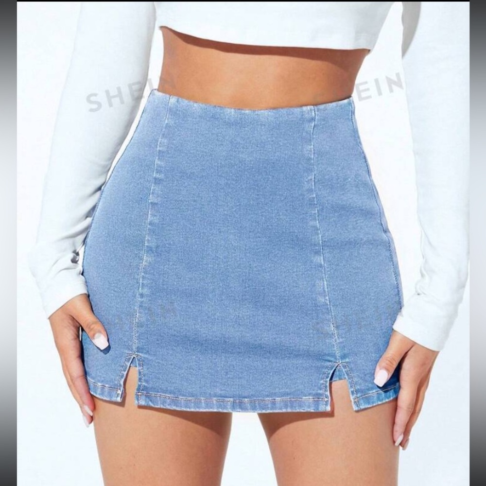 SHEIN petite denim skort
